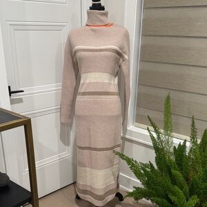 Bogner Striped Turtleneck Sweater Dress